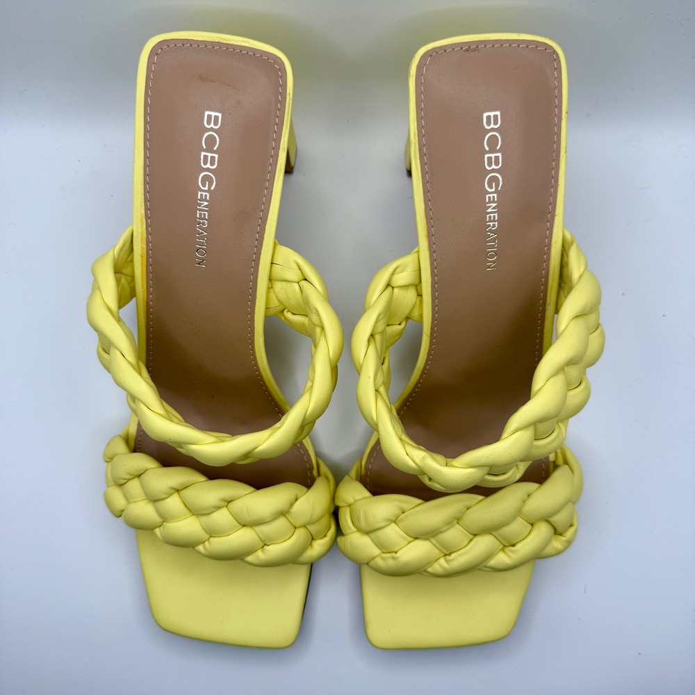 BCBGeneration | Yellow Braided Square Toe Block H… - image 3